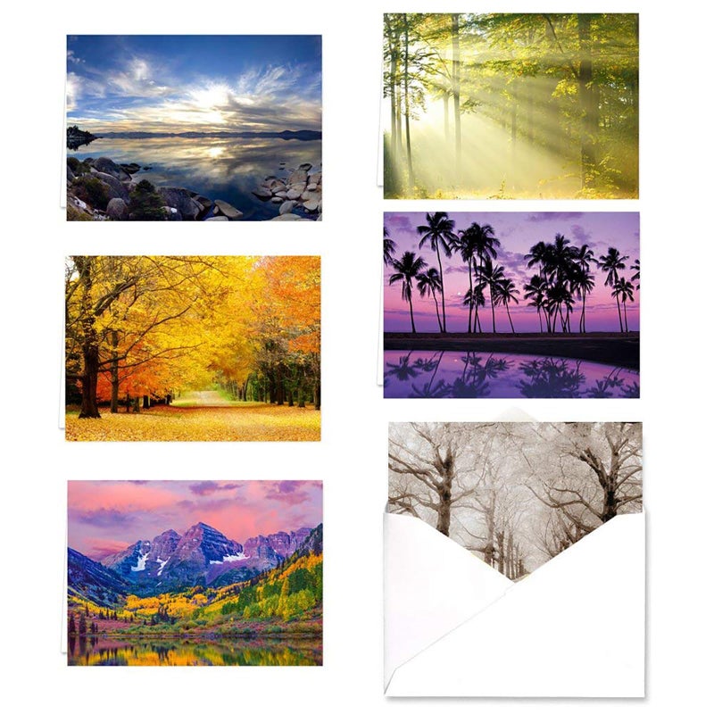 Canopy Street Breathtaking Landscape Note Card Pack / 36 Nature All Occasion Greeting Cards With White Envelopes Set / 6 Colorful Outdoor Scenery Designs / 3 1/2" x 4 7/8" All Occasion Sympathy Cards - Image 1